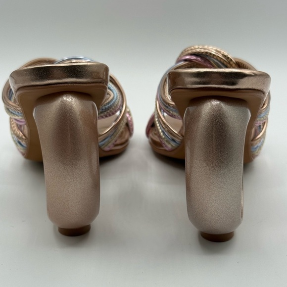 NINETY UNION Knotted STRAPPY SANDALS ON A ARCHITECTURAL HEEL IN PASTEL MULTI - Picture 11 of 17